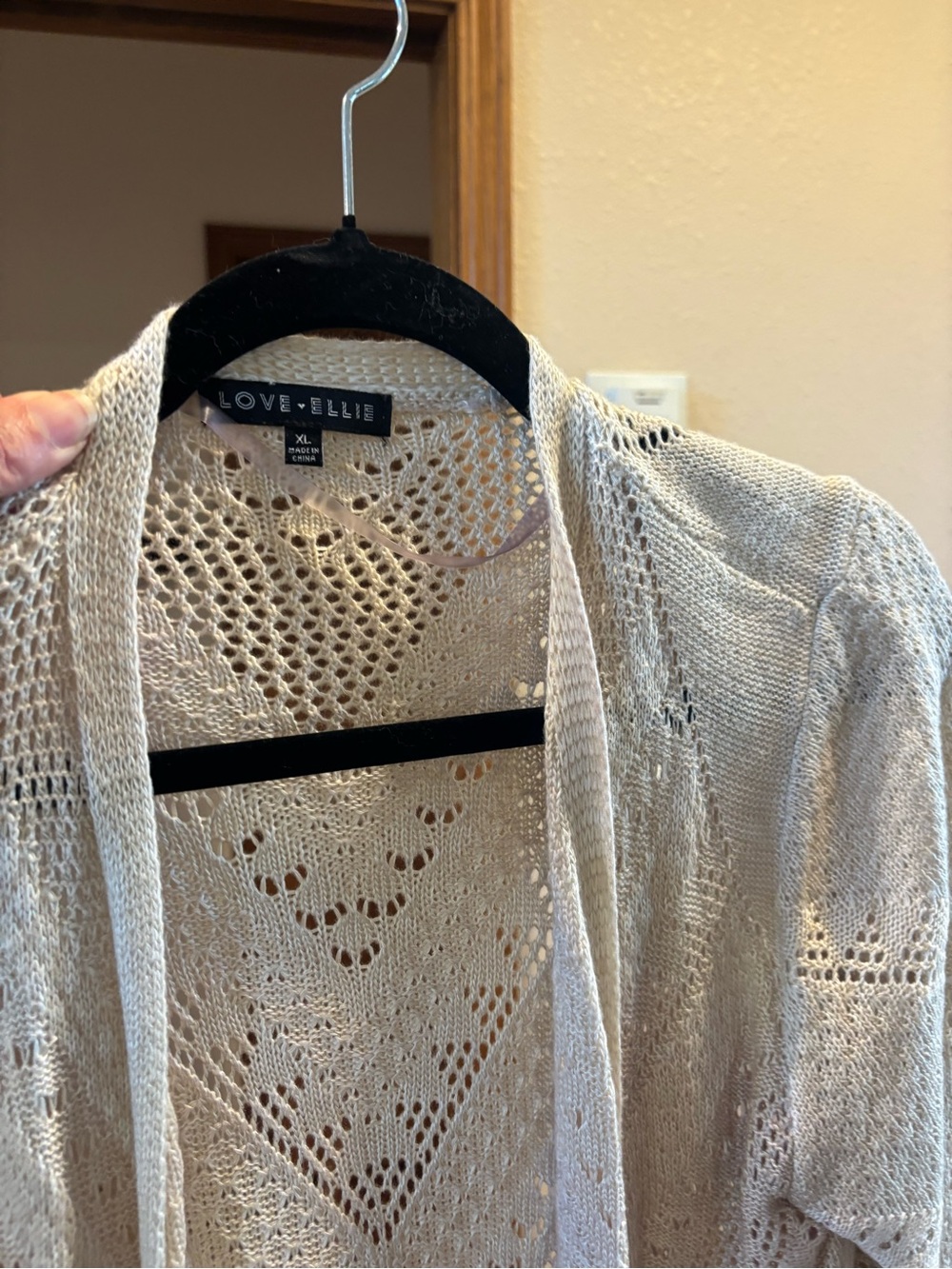 Cream Open-Knit Women's Cardigan Sweater